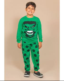 Pijama Infantil Hulk Calça e Camisa Manga Longa