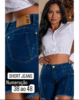 Short Jeans Feminino Borda Desfiada