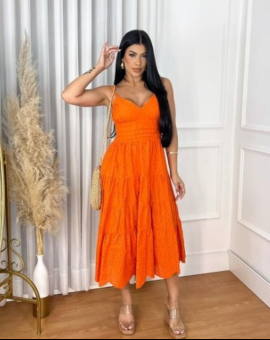 Vestido Midi de Alcinhas Liso