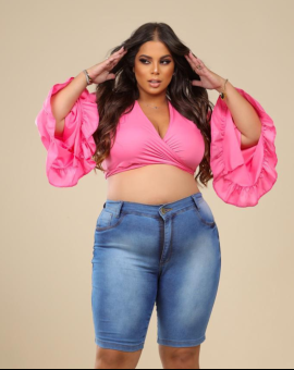 Bermuda Plus Size Ciclista Jeans Reforçada