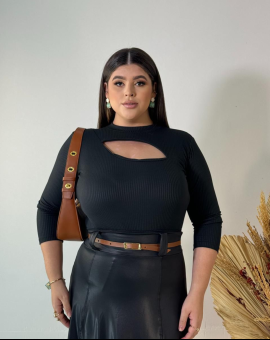 Blusa Plus Size Manga Longa