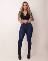 Calça Cintura Alta Jeans Feminina Moda Country