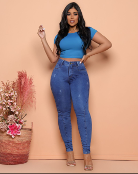 Calça Feminina Jeans Skinny Cintura Alta