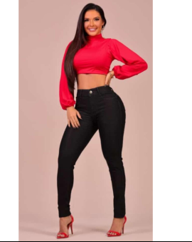 Calça Jeans Feminina Básica Preta Skinny