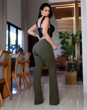 Calça Jeans Feminina Flare Verde Oliva Atacado na Rua 44 Goiânia