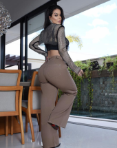 Calça Jeans Feminina Wide Leg Capuccino Atacado na Rua 44 Goiânia