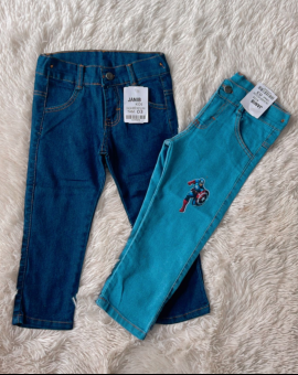Calça Jeans Infantil Bordada Personagens