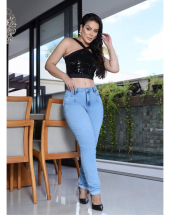 Calça Jeans Skinny Lavagem Clara Atacado na Rua 44 Goiânia