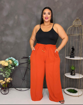 Calça Plus Size Pantalona Cós de Elástico