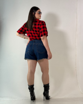 Camisa Feminina Plus Size Xadrez Atacado na Rua 44 Goiânia