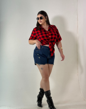 Camisa Feminina Plus Size Xadrez Atacado na Rua 44 Goiânia