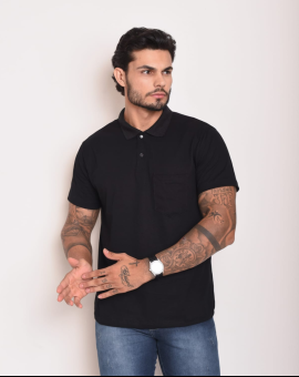 Camisa Masculina Polo Básica Preta