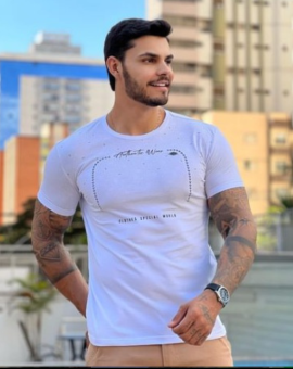 Camiseta Masculina Branca Algodão Confortável