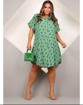 Chemise Curta com Mangas Estampada