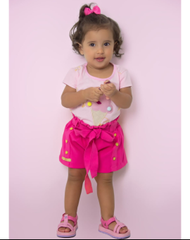 Conjunto de Menina Todo Rosa com Short e Blusa