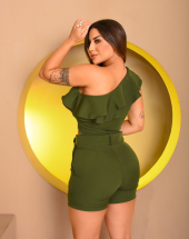 Conjunto Feminino Cropped Nula Manga e Short Atacado na Rua 44 Goiânia