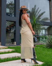 Conjunto Feminino Rendado Regata e Saia Longa com Fenda Atacado na Rua 44 Goiânia