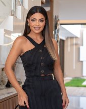 Conjunto Feminino Risca de Giz Cropped e Saia Atacado na Rua 44 Goiânia