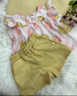 Conjunto Infantil Blusa e Short com Bolso