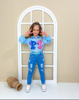 Conjunto Infantil Menina Calça e Camisa Stitch