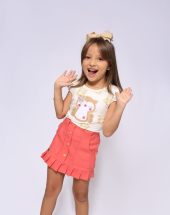 Conjunto Infantil Saia e Blusa de Gatinho Atacado na Rua 44 Goiânia