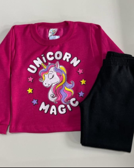 Conjunto Moletom Blusa e Short Unicórnio
