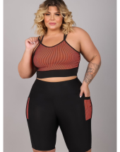 Conjunto Plus Size de Malhar Bermuda Ciclista e Cropped