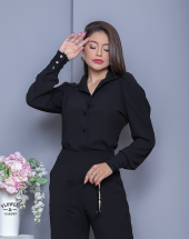 Conjunto Social Feminino Manga Longa Preto Básico Atacado na Rua 44 Goiânia