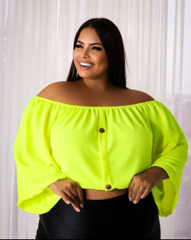 Cropped Plus Size Ciganinha com Manga Sino