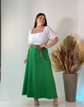 Saia Longa Plus Size com Cinto Atacado na Rua 44 Goiânia
