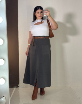 Saia Plus Size Longa Rodada