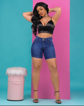 Short Jeans Feminino Básico Escuro