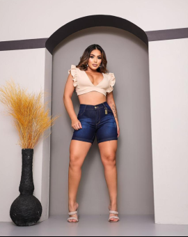 Short Meia Coxa Jeans Feminino Levanta Bumbum