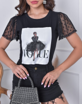 T-Shirt Premium Vougue Manga de Tule Atacado na Rua 44 Goiânia