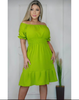 Vestido Curto Manga Ciganinha com Lastex