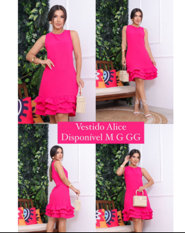 Vestido Curto sem Mangas com Babados