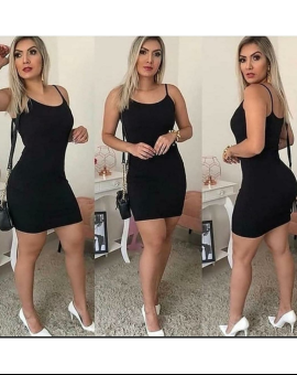 Vestido Curto Tubinho Básico de Alcinhas