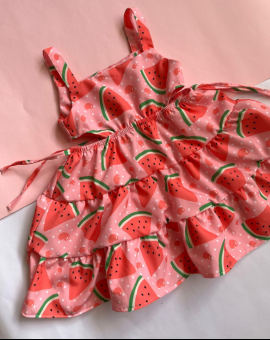 Vestido Infantil Curto Estampa Melancia