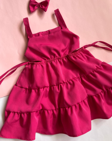 vestido-infantil-curto-rosa-com-laco-atacado-rua-44-goiania 