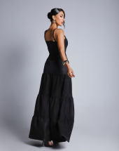 Vestido Longo de Alcinhas Três Marias Preto Atacado na Rua 44 Goiânia