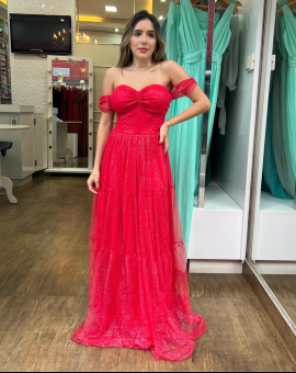Vestido Longo de Festa Vermelho com Bojo