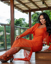 Vestido Longo Rendado com Fendas Laterais Atacado na Rua 44 Goiânia