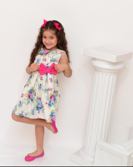 Vestido Menina sem Mangas com Laço