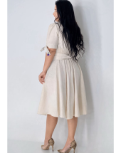 Vestido Midi com Botões e Laço na Frente Atacado na Rua 44 Goiânia