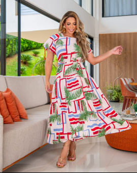 Vestido Midi Estampado Farm