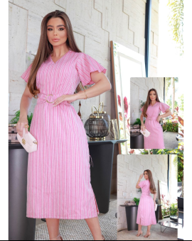 Vestido Midi Moda Cristã Listrado