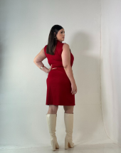 Vestido Plus Size Curto Sem Mangas Vermelho Atacado na Rua 44 Goiânia