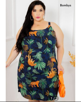 Vestido Plus Size de Alcinha Curto com Estampa – ATACADO