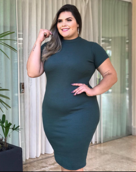Vestido Plus Size Midi Coladinho Moda Evangélica