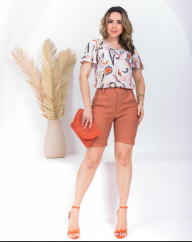 Bermuda Ciclista de Sarja Cintura Alta